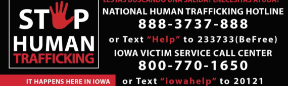 Second Call for Volunteers to Distribute Iowa Human Trafficking Rescue Stickers and Posters